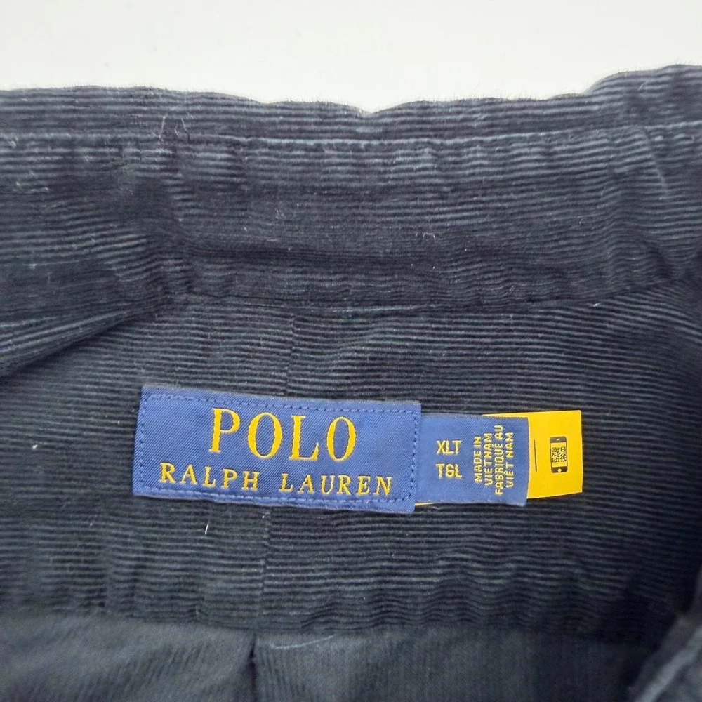 Polo Ralph Lauren Mens XLT Black Corduroy Button Down Shirt Red Pony Logo